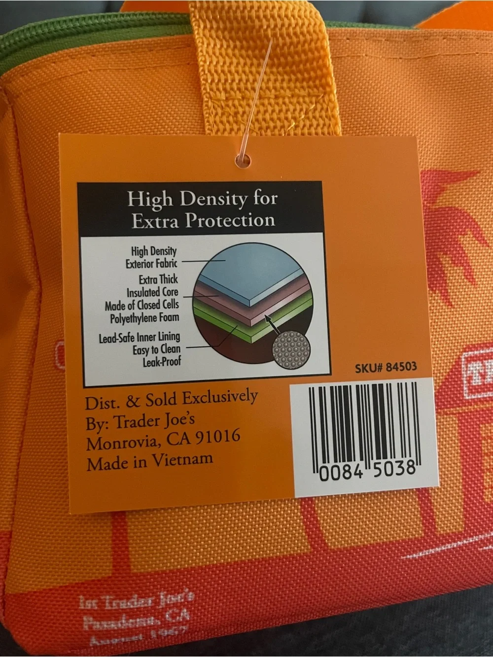 NWT Trader Joe's Mini Insulated Bag in orange and green color